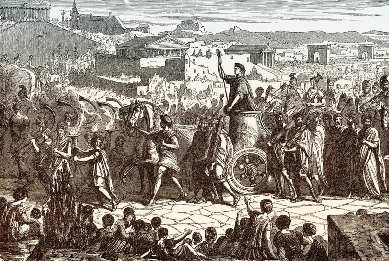 The triumphal parade of Publius Cornelius Scipio Africanus, 236–183 BC, Roman general