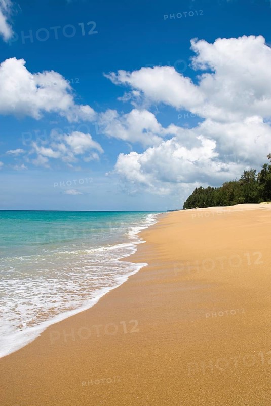 Mai Khao Beach in the north of the Thai holiday island Phuket, Thailand, Siam, Asia, Southeast Asia, beach, sandy beach, island, holiday paradise, blue sky