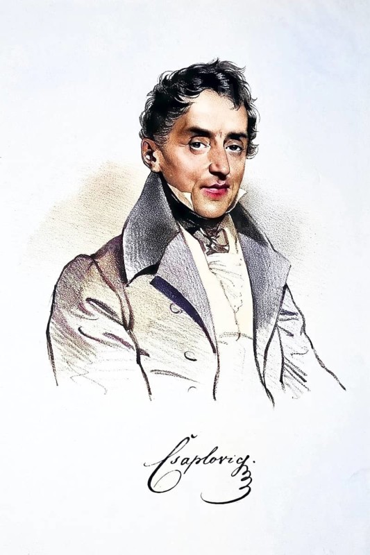 Johann von Csaplovics, Edler von Jeszenova (Hungarian: János Csaplovics, born 22 September 1780 in Felso-Prébely, Kingdom of Hungary, died 29 May 1847 in Vienna) was a Hungarian jurist, topographer, ethnographer and writer, Historical, digitally restored reproduction from a 19th century original, Record date not stated