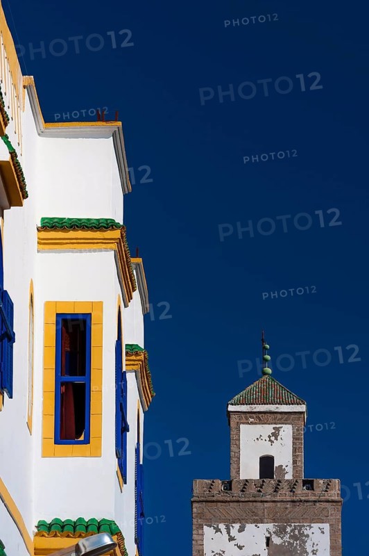 House facade, architecture, oriental, building, colour, colour scheme, design, facade, architectural style, house wall, Bauhaus, primary colours, colour wheel, world cultural heritage, Essaouira, Morocco
