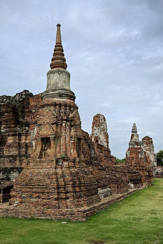 Ruined temple in Wat Mahathat, Temple of the Great and Holy Relic, Ayutthaya, Ayutthaya Province, Thailand