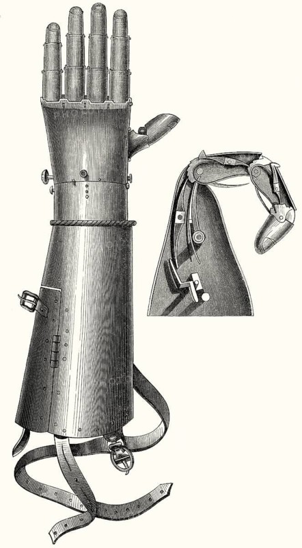 The iron hand of Gottfried Goetz von Berlichingen zu Hornberg, 1480, 1562, a Frankish kingdom knight