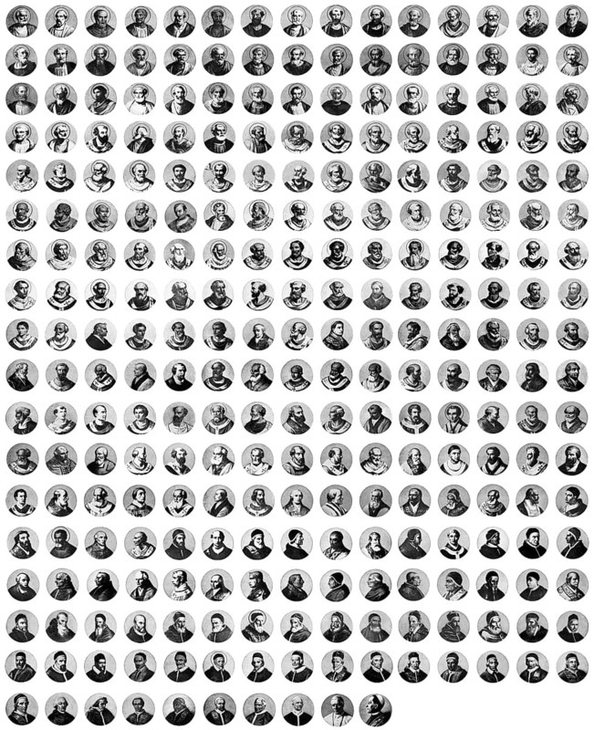 Portraits of all popes of the Catholic Church from 30 to 1914