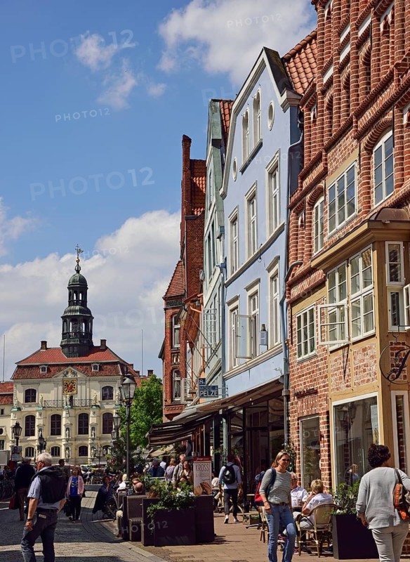 Europe, Germany, Lower Saxony, Hamburg metropolitan region, Lüneburg, weekly market market in front of the historic town hall, Hamburg, Hamburg, Federal Republic of Germany