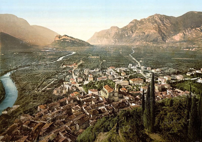 Valle della Sarca, back of Lake Garda, Italy, Historical, digitally restored reproduction from a 19th century original, 1880, Record date not stated