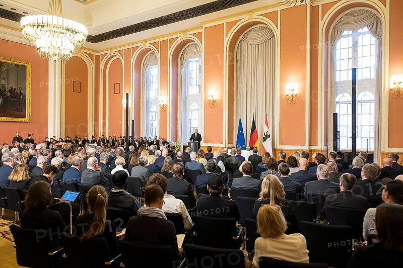 Kai Wegner, Governing Mayor of Berlin, speaks at the commemorative event organised by the Senate and Berlin House of Representatives to mark the 80th anniversary of the end of the Second World War, Berlin, 7 May 2025