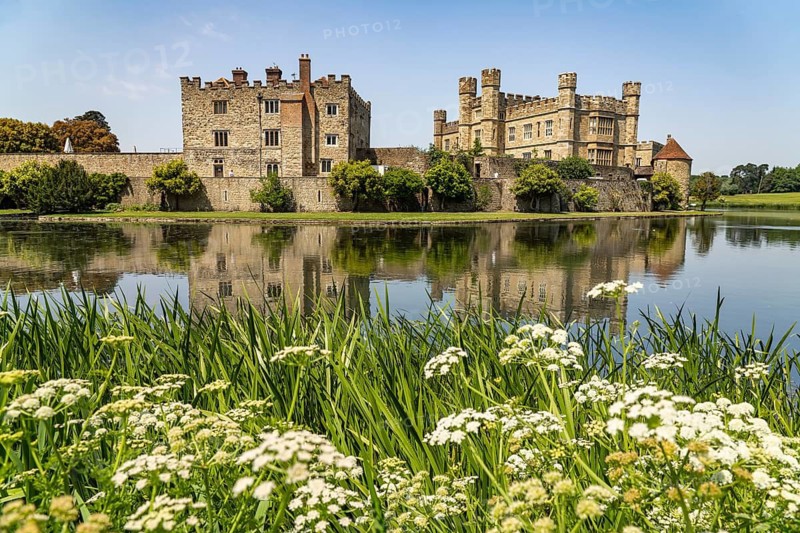 The moated castle of Leeds Castle near Maidstone, Kent, England, Great Britain