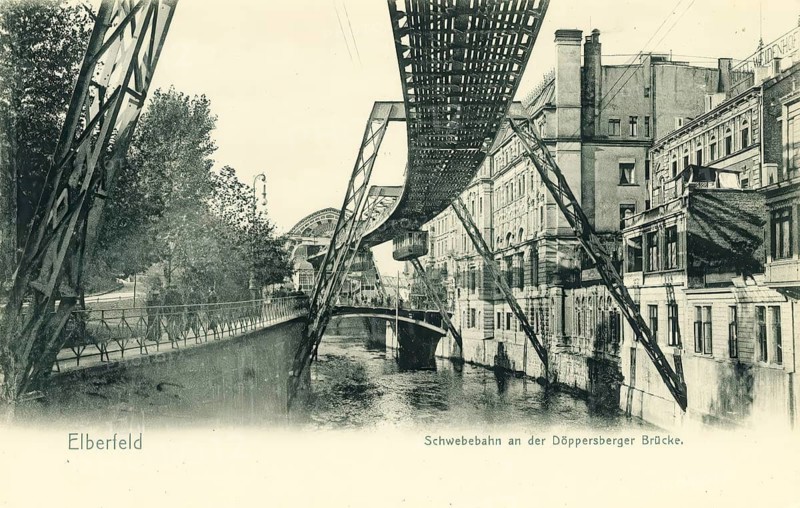 Historical postcard, picture postcard, suspension railway in Elberfeld, today Wuppertal, North Rhine-Westphalia, Germany, digitally enhanced reproduction of an original from around 1900, picture postcard