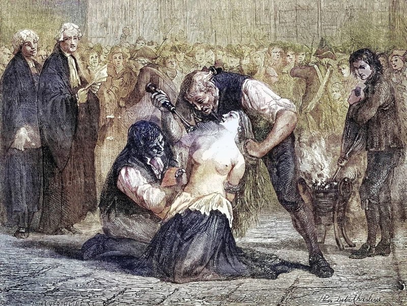 The Torture of Madame de la Motte. Jeanne de Saint-Remy de Valois, Comtesse de la Motte, Historical, digitally restored reproduction from a 19th century original, Record date not stated