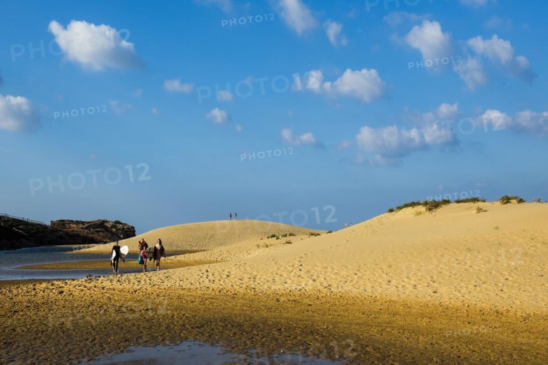 Sand dunes and blue sky, Praia da Bordeira, Carrapateira, Algarve, West Coast, Atlantic Ocean, Portugal
