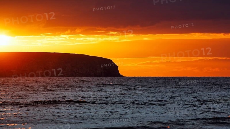 View of Lilla Karlsö island at sunset, limestone plateau, nature reserve, coastline, Djupvik, Ekstaküsten, west coast, island of Gotland, Baltic Sea Sweden