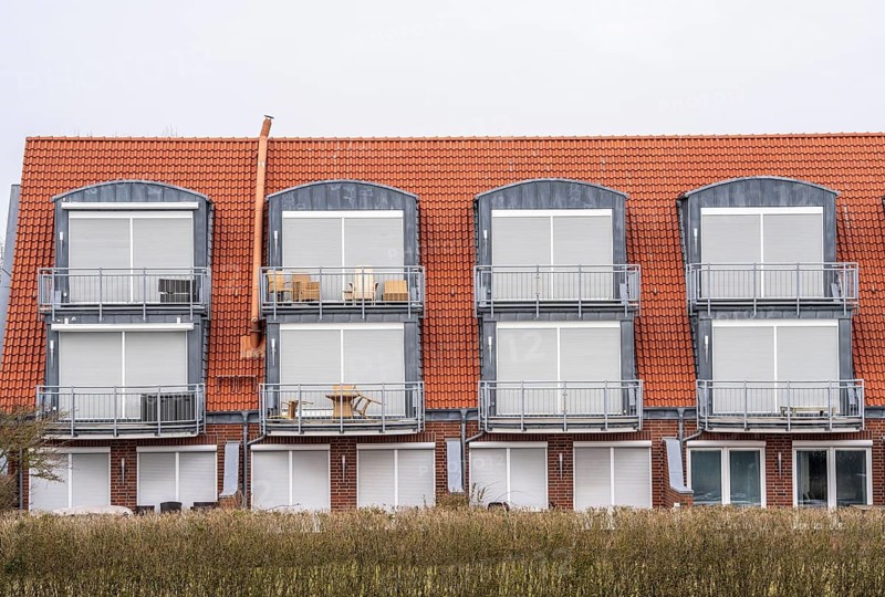 The East Frisian North Sea island of Juist in winter, holiday flats, empty, low season, Lower Saxony, Germany