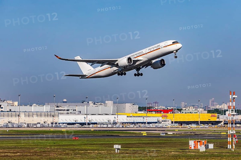 Cologne Bonn Airport. Government aircraft taking off. Aircraft registration: 10-03, Luftwaffe, German Air Force, Airbus A350-900, Cologne, North Rhine-Westphalia, Germany