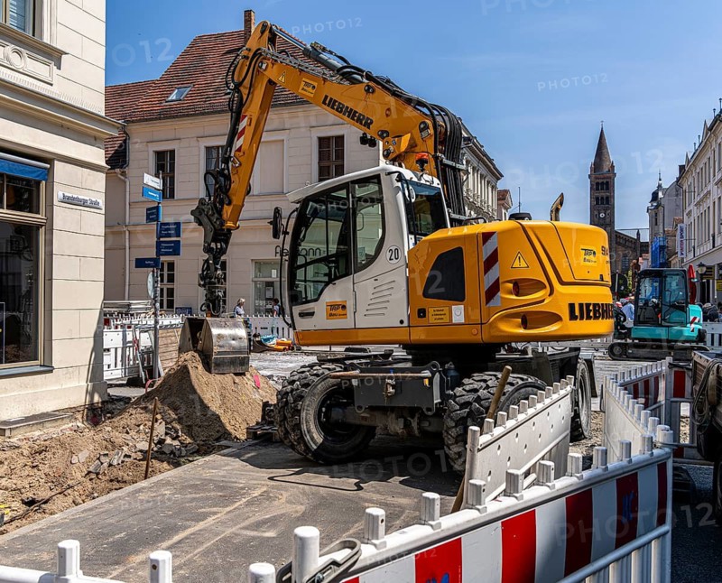 Roadworks in Brandenburger Straße, shopping street in Potsdam, Brandenburg, Germany