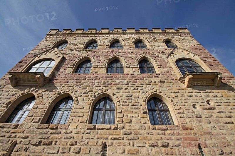 Hambach Castle, view from below, Hambach, Neustadt an der Weinstraße, German Wine Route, Palatinate Forest, Rhineland-Palatinate, Germany