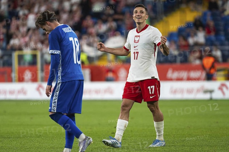 CHORZOW, POLAND - JUNE 6, 2025: Friendly match Poland - Moldova. Joy after scoring goal Bartosz Slisz