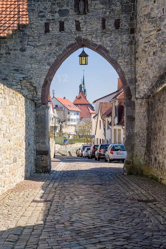 Sacktor, city gate, Sack tower, old town, Warburg, North Rhine-Westphalia, Germany