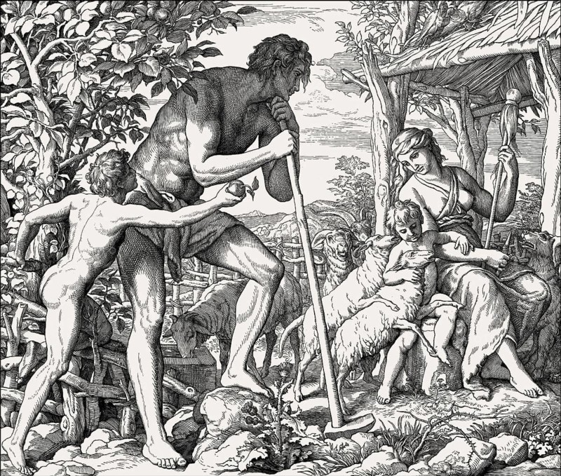 Adam, Eve, and Family, by Julius Schnorr von Carolsfeld, 1860