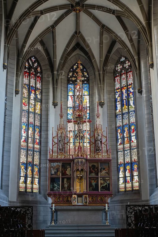 The neo-Gothic high altar in the Radolfzell Cathedral of Our Lady, Radolfzell am Lake Constance, district of Constance, Baden-Württemberg, Germany