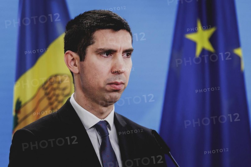 Mihai Popsoi, Foreign Minister of Moldova, photographed during a press conference with the German Foreign Minister following a joint meeting in Berlin, 9 April 2024 / Photographed on behalf of the Federal Foreign Office