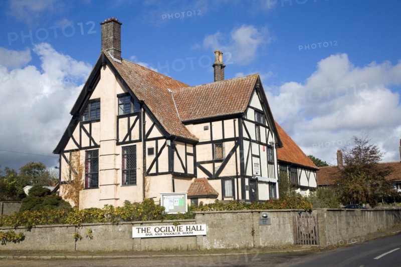 Ogilvie Hall mock Tudor bar and social club building, Thorpeness, Suffolk, England, United Kingdom