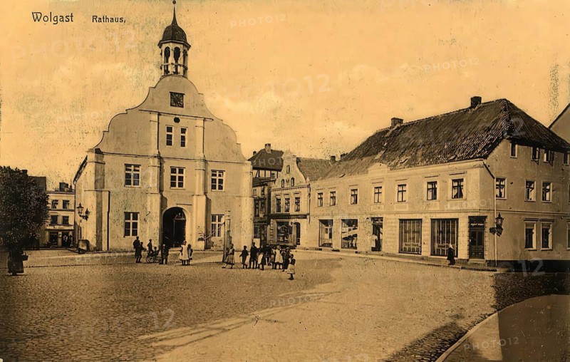 Historical postcard, picture postcard, town hall of Wolgast, Mecklenburg-Western Pomerania, Germany, digitally enhanced reproduction of an original from around 1900, picture postcard