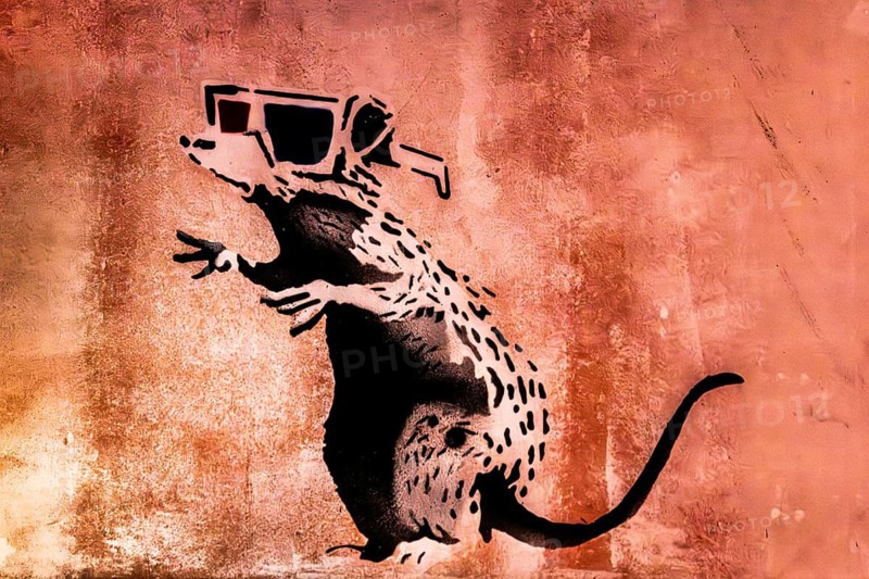 Banksy - Rat with 3D glasses, exhibition The World of Banksy
