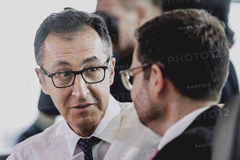 (L-R) Cem Özdemir (Alliance 90/The Greens), Federal Minister of Agriculture and Food, and Marco Buschmann (FDP), Federal Minister of Justice, recorded during the weekly cabinet meeting in Berlin, 21 August 2024
