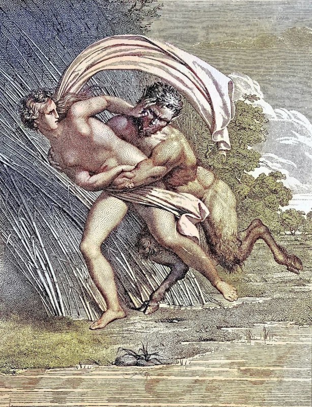 The Nymph Raped by the Devil, Rape, Italian copperplate engraving by Longhi, 1820, Historic, digitally restored reproduction of a 19th century original, exact original date not known