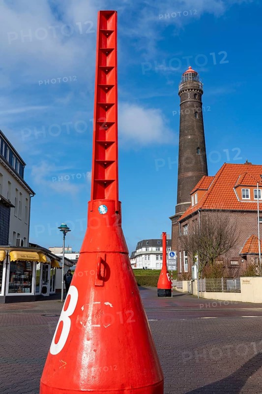 The new lighthouse, in the centre of Borkum, island, East Frisia, winter, season, autumn, Lower Saxony, Germany