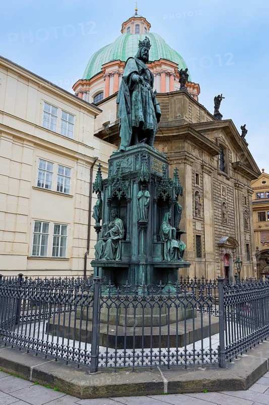 Charles IV Statue and St. Francis of Assisi Church, Charles square, Prague, Bohemia, Czech Republic