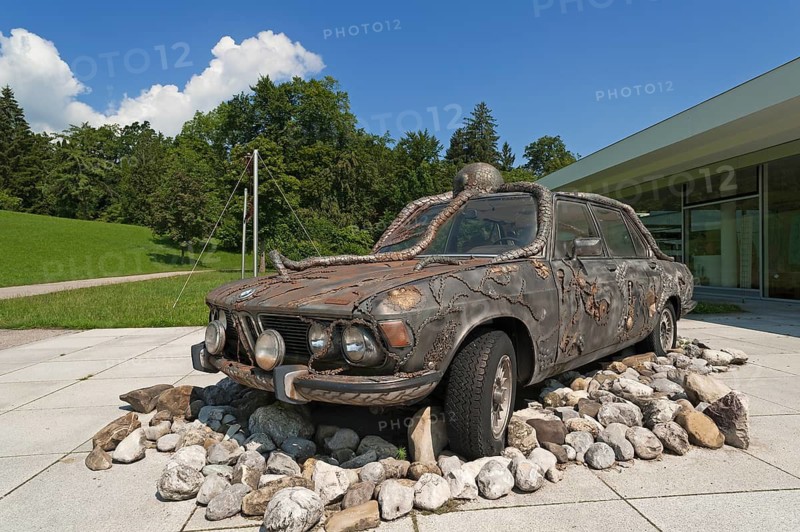 Artistically modified BMW 250CS by Siegfried Ulmer, Museum der Phantasie, Bernried am Starnberger See, Upper Bavaria, Bavaria, Germany