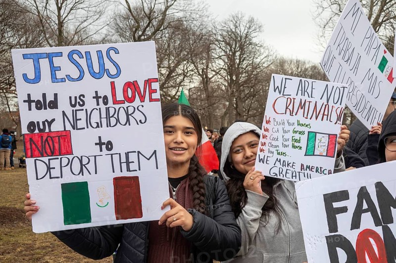 Detroit, Michigan USA - 4 March 2025 - A rally in the Mexican-American community in southwest Detroit asks ICE to leave the immigrant community alone