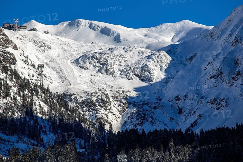 Ski area at Höfatsblick below the Nebelhorn, Allgäu Alps, Oberstdorf, Oberallgäu, Allgäu, Bavaria, Germany