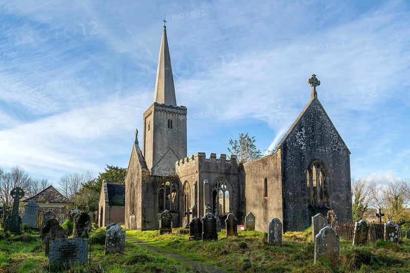 Ruins of Holy Trinity church, Buckfastleigh, north Devon, England, UK destroyed by fire in 1992