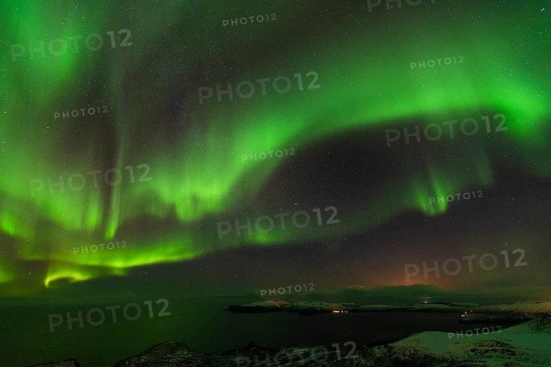 Northern Lights (Aurora borealis) over the Norwegian Sea, Söröya, Finnmark, Norway, December 2018