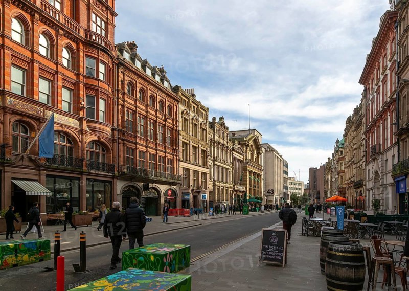 Historic city centre buildings, Castle Street, Liverpool, England, UK