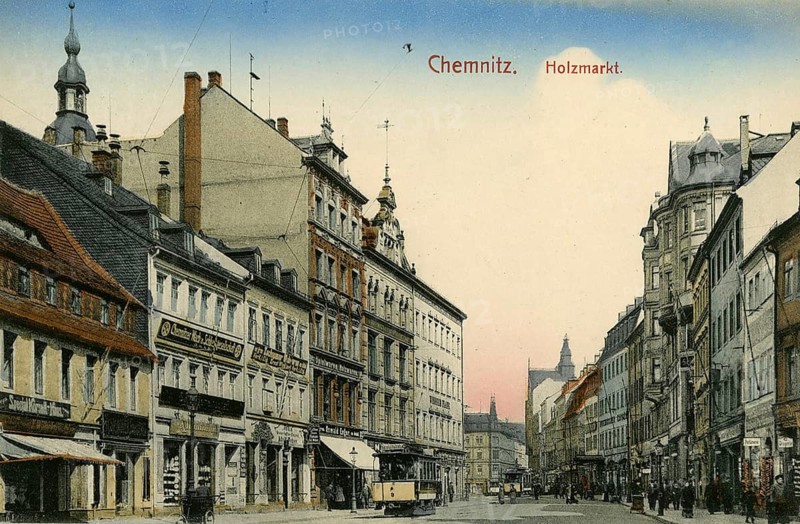 The timber market in Chemnitz, 1910, Saxony, Germany, digitally enhanced reproduction from a historical original, around 1900, public domain