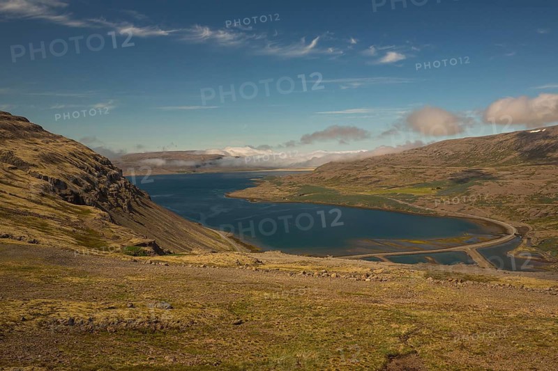 Coastal landscape at the road 612 along Patreksfjördur, NW Iceland