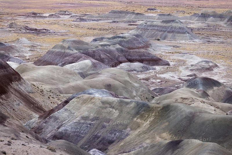 Colorful deposits of the Chinle Formation exposed at Little Painted Desert County Park near Winslow, Arizona