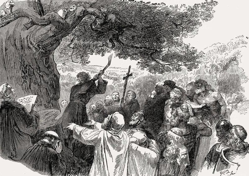 Saint Boniface felling Donar's Oak, 8th century