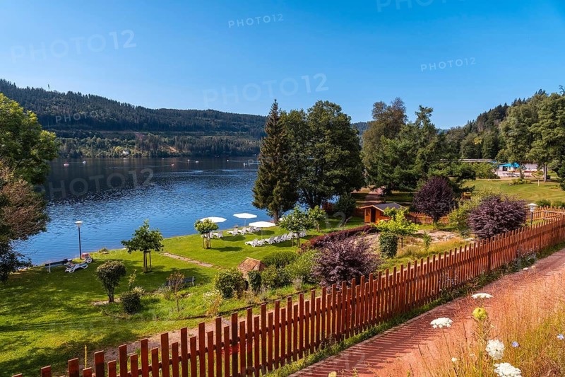 Badestelle Titisee in summer on Lake Titisee in the Black Forest of Germany