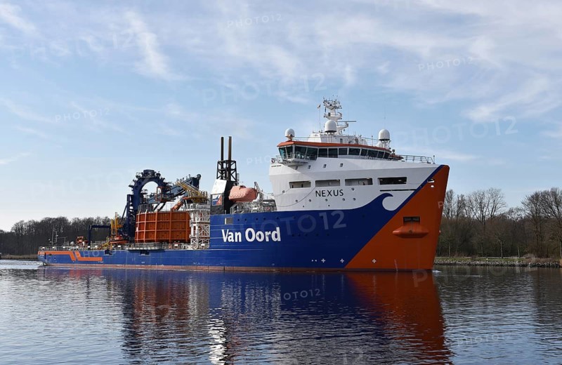 Cable layer, special ship Nexus in the Kiel Canal, Kiel Canal, NOK, Schleswig-Holstein, Germany