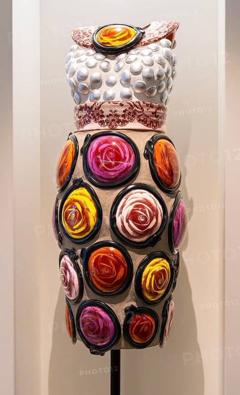 Designer fashion, exhibition of porcelain works of art in the foyer of the Mein Schiff 5 cruise ship, Dubai, United Arab Emirates