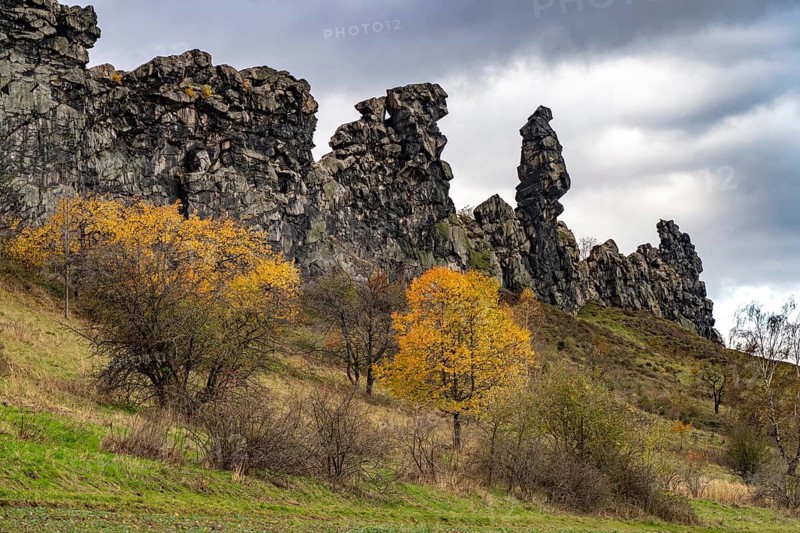 The Devil's Wall rock formation in the Harz district near Thale and Weddersleben, Saxony-Anhalt, Germany
