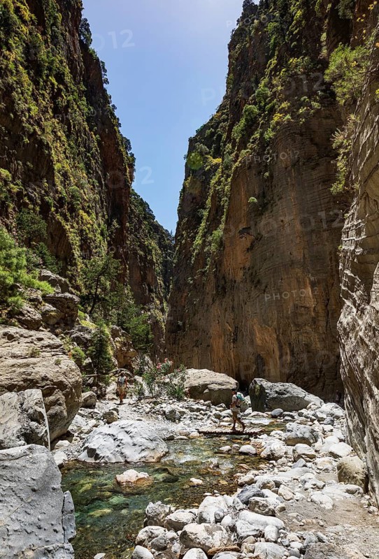 Hiking trail through the Samaria Gorge, south coast, Crete, Greece