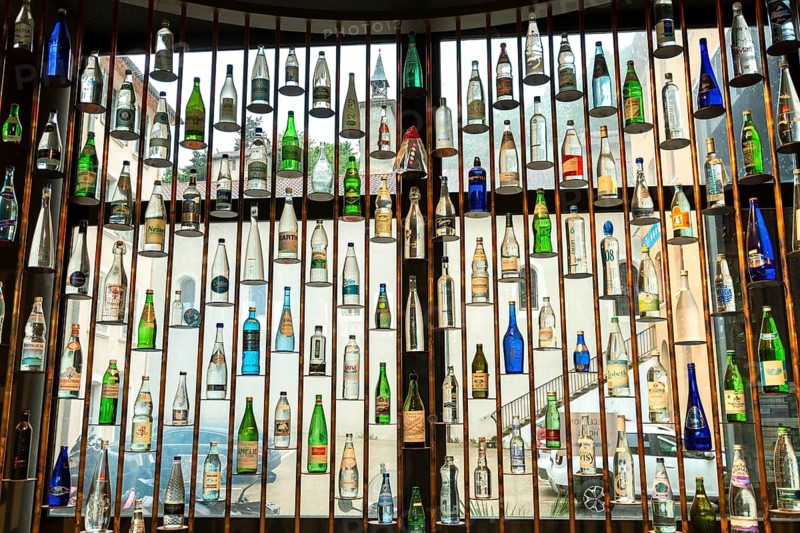 Pont en Royans. Bottles of water museum. Isère. Auvergne-Rhone-Alpes. Vercors regional natural park. France
