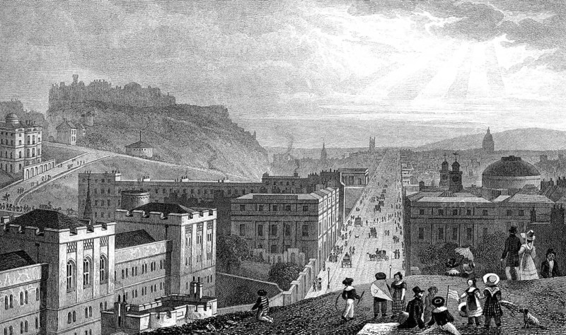 View from the Calton Hill, Edinburgh, Scotland, 19th century, from Modern Athens by Th. H. Shepherd