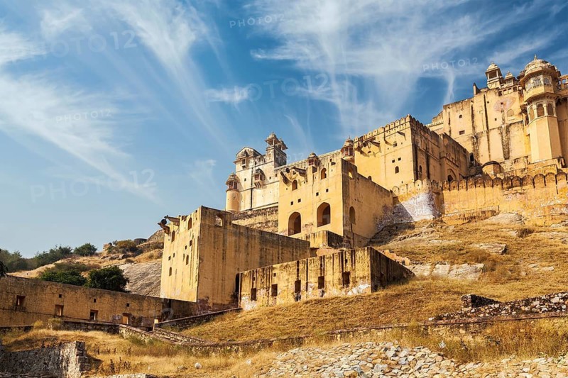 View of Amer (Amber) fort tourist landmark, Rajasthan, India