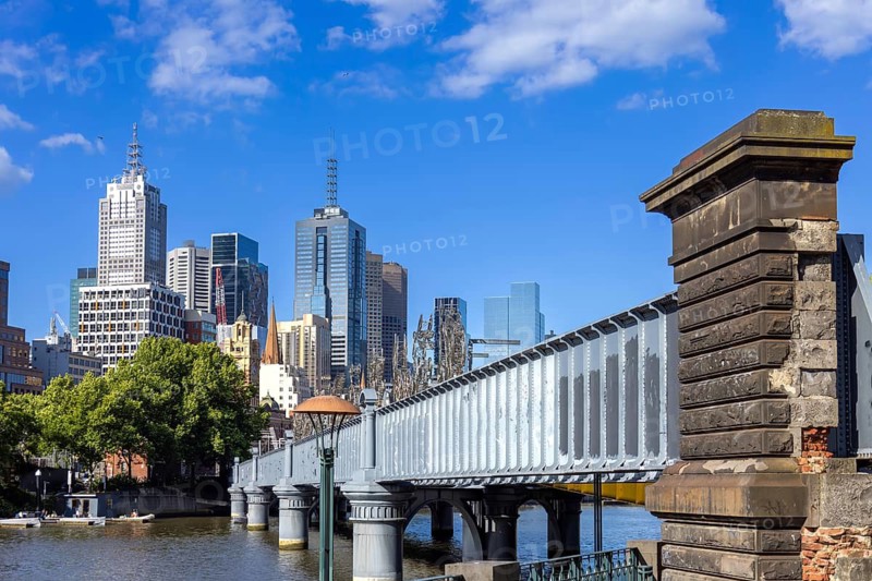 Australia scenic Melbourne downtown skyline panorama near financial business center